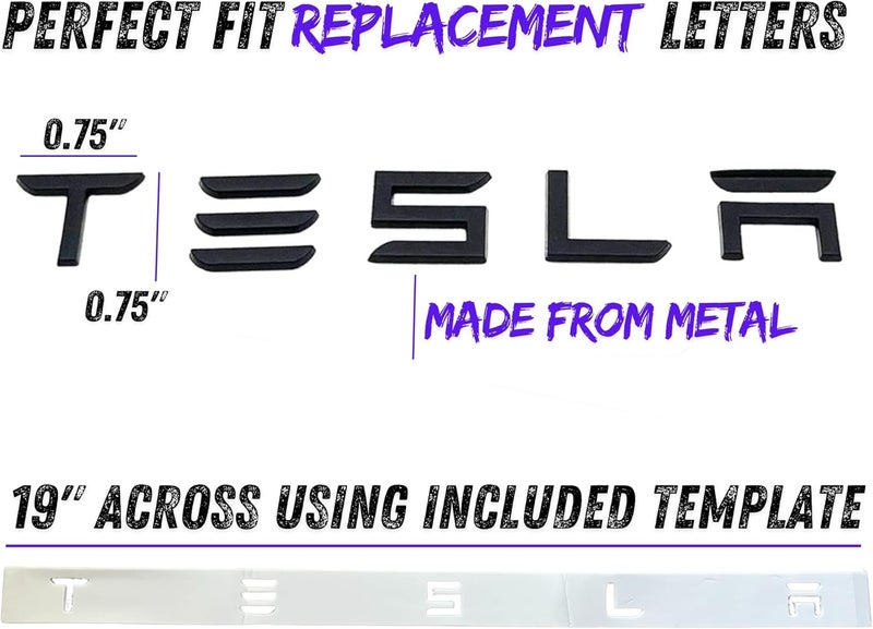 EVMIZE Metal Tesla Letters Emblem Trunk Logo Decal Tailgate Rear 3m Adhesive Compatible with Tesla Model 3 Y Highland Juniper Matte Black (Tesla Letters) - Image 2